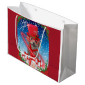 Poodle Noël Joyeuses Fêtes Cadeau Sac (Devant Angle)