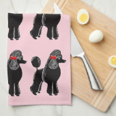 Poodle noir avec Bow rouge imprimé serviette de cu (Quart Plié)
