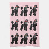Poodle noir avec Bow rouge imprimé serviette de cu (Vertical)