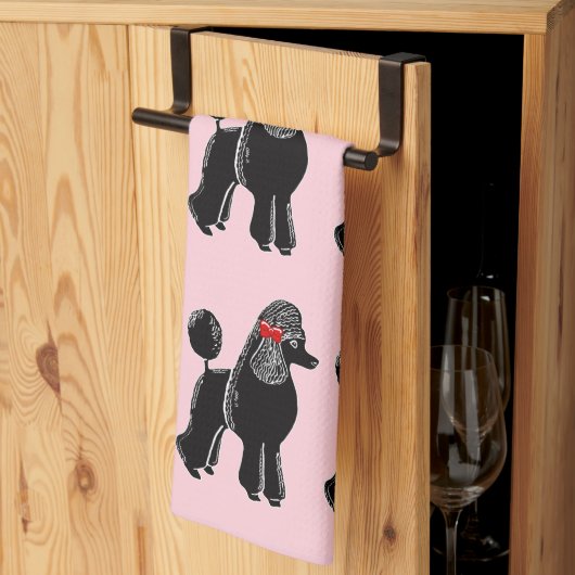 Poodle noir avec Bow rouge imprimé serviette de cu (Pliage en tiers)