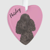 Poodle noir de coeur rose personnalisé (devant)