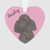 Poodle noir de coeur rose personnalisé (dos)