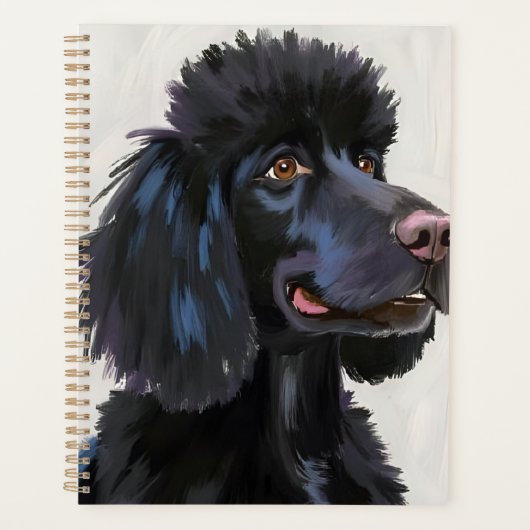 Poodle noir | Peinture d'animal de compagnie à l'a (Devant)