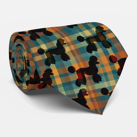 Poodle on Plaid Necktie Stropdas (Opgerold)