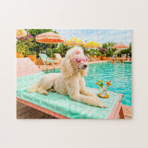 Poodle op lounge stoel legpuzzel