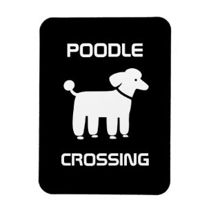 Poodle Oversteekplaats - Wit op Zwart - Aanpasbaar Magneet