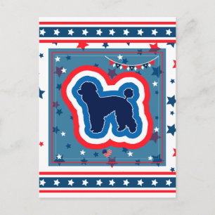 Poodle Patriottisch Rood Wit En Blauw 4 Juli Feestdagenkaart