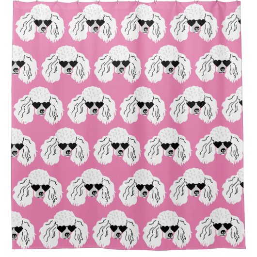 Poodle Pattern Cute Pink Douchegordijn (Voorkant)