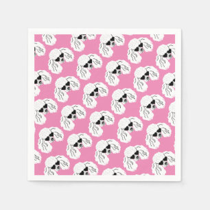 Poodle Pattern Cute Pink Servet