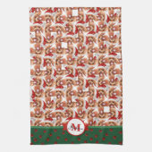 Poodle Pattern Monogram Kerstmis Dog Theedoek (Verticaal)