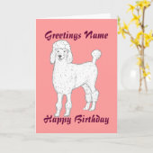 Poodle personnalisable carte d'anniversaire ajoute (Fleur jaune)