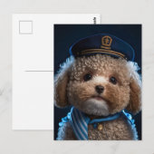 Poodle piloot kapitein briefkaart (Voorkant / Achterkant)