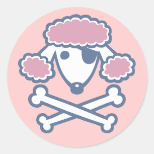 Poodle Pirate Ronde Sticker