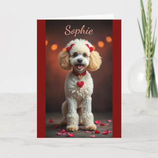 Poodle Portrait with Heart Bows Valentine's Day Kaart