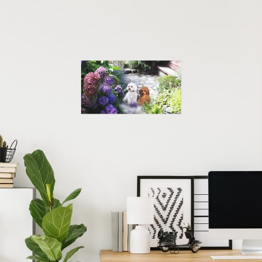 Poodle Poster Hydrangeas (Thuiskantoor)