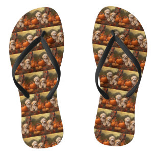 Poodle Pup Autumn Delight Pompoen Teenslippers