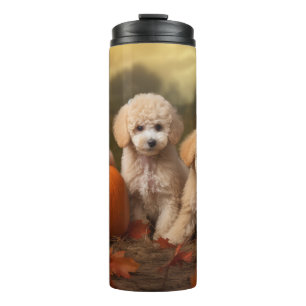 Poodle Puppy Herfstvreugde Pompoen Thermosbeker