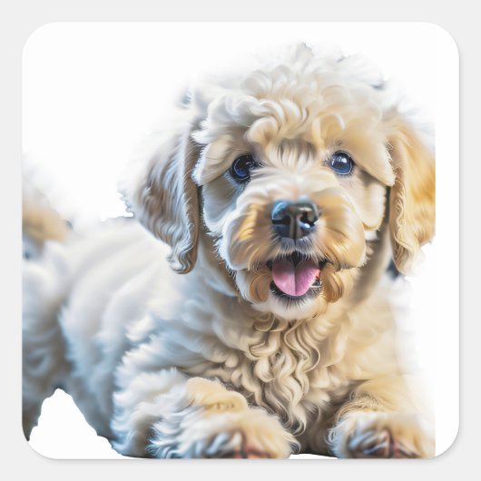 Poodle Puppy Vierkante Sticker (Voorkant)
