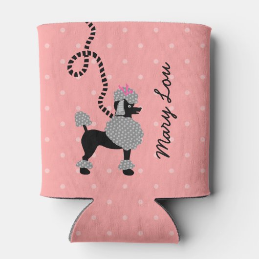 Poodle Rok Retro Roze Zwart 50s Mod Gepersonalisee Blikjeskoeler (Achterkant)