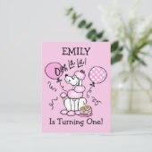 Poodle rose Anniversaire Carte postale personnalis (Debout devant)