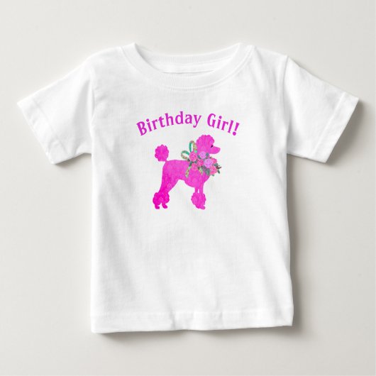 Poodle rose Fille d'anniversaire T-shirt personnal (Devant)