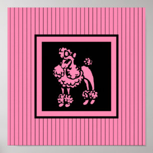 Poodle rose français rétro Poster Mur Art Cadeau