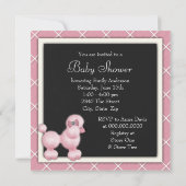 Poodle rose Noir Invitations de douche pour bébé (Dos)