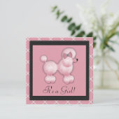 Poodle rose Noir Invitations de douche pour bébé (Debout devant)