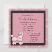 Poodle rose Noir Invitations de douche pour bébé (Dos)