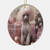 Poodle rose Ornement de Noël personnalisé (Gauche)