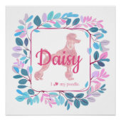 Poodle rose pastel personnalisé Poster en silhouet (Devant)