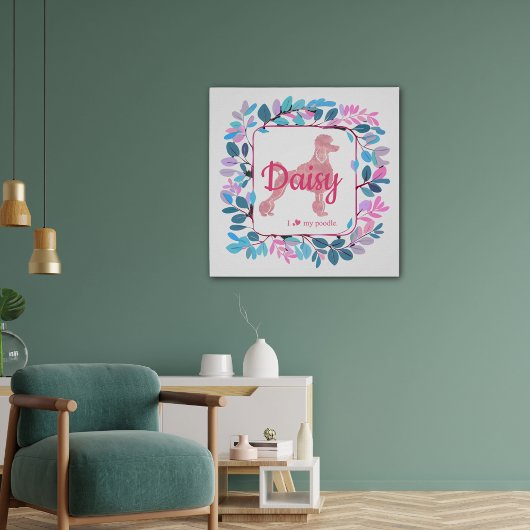 Poodle rose pastel personnalisé Poster en silhouet