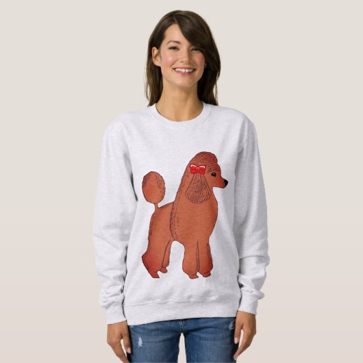 Poodle rouge avec Sweatshirt de Bow (Devant entier)
