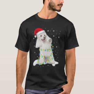 Poodle Santa kerstboom lampjes T-shirt