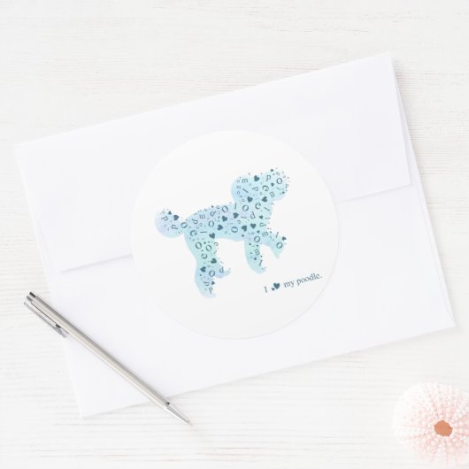 poodle silhouette sticker プードルのシール (Enveloppe)