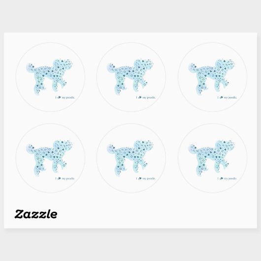 poodle silhouette sticker プードルのシール (Feuille)