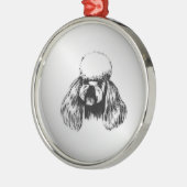 Poodle Silver Metalen Ornament (Links)