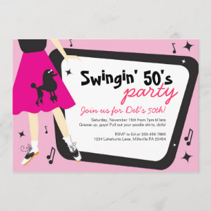 Poodle Skirt 1950: uitnodiging van de partij