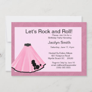 Poodle Skirt Birthday Party Invitations Kaart