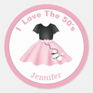 Poodle Skirt I Heart de 50-inch Ronde Sticker