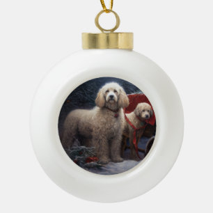 Poodle Sneeuw Slede Kerst Decoratie