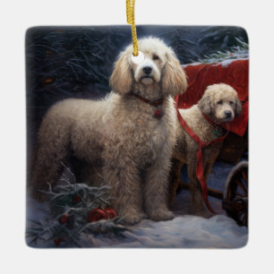 Poodle Sneeuw Slede Kerst Decoratie