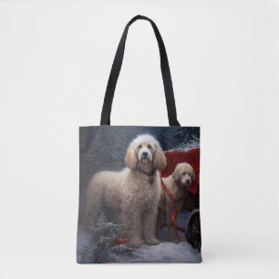 Poodle Sneeuw Slede Kerst Decoratie Draagtas