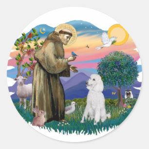 Poodle (Standaard Wit) Ronde Sticker