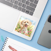 Poodle Sticker – Waterverf Design (Laptop met iPhone)