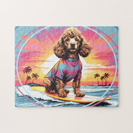 Poodle surfen legpuzzel (Horizontaal)