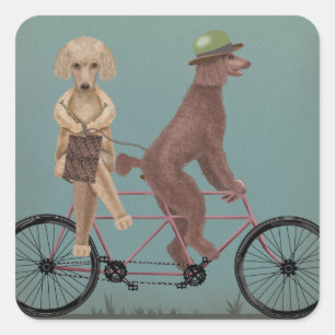 Poodle Tandem Vierkante Sticker
