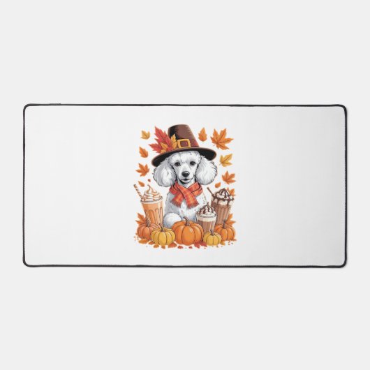 Poodle Thanksgiving Boissons Café Automne Feuilles (Recto)