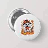 Poodle Thanksgiving Drinks Coffee Fall Leaves Pump Ronde Button 5,7 Cm (Voorkant /achterkant)
