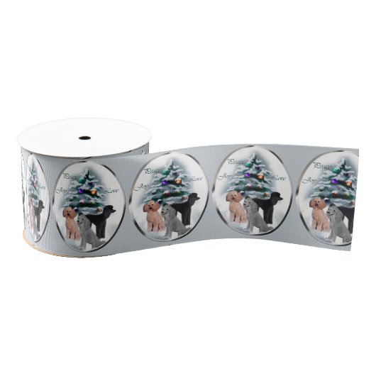 Poodle Trio Kerstmis Grosgrain Lint (Spoel)